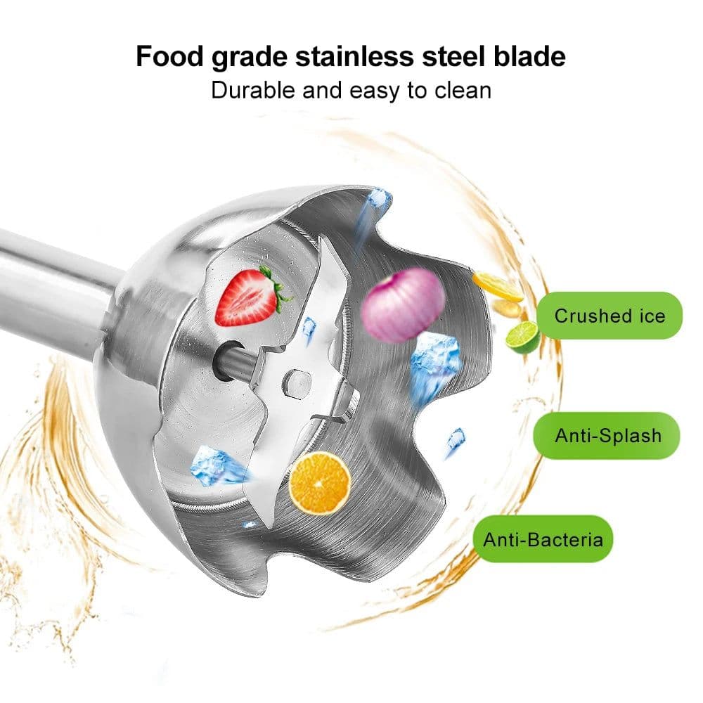 image-BioloMix 4 in 1 High Power 1200W Immersion Hand Stick Blender Mixer Includes Chopper and Smoothie Cup Stainless Steel Ice Blades