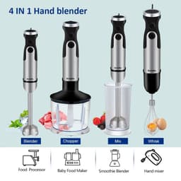 image-BioloMix 1200W 5-in-1 Immersion Hand Stick Blender Mixer Vegetable Meat Grinder 800ml Chopper Whisk 600ml Smoothie Cup
