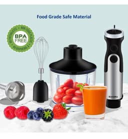 image-BioloMix 1200W 5-in-1 Immersion Hand Stick Blender Mixer Vegetable Meat Grinder 800ml Chopper Whisk 600ml Smoothie Cup
