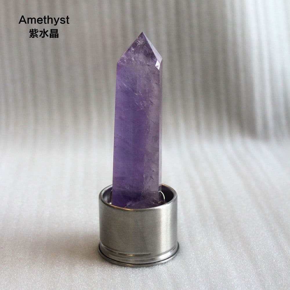 image-Natural Crystal Column Stone Quartz of Various Materials Magic wand heals energy stone point water cup bottel Ornament replace