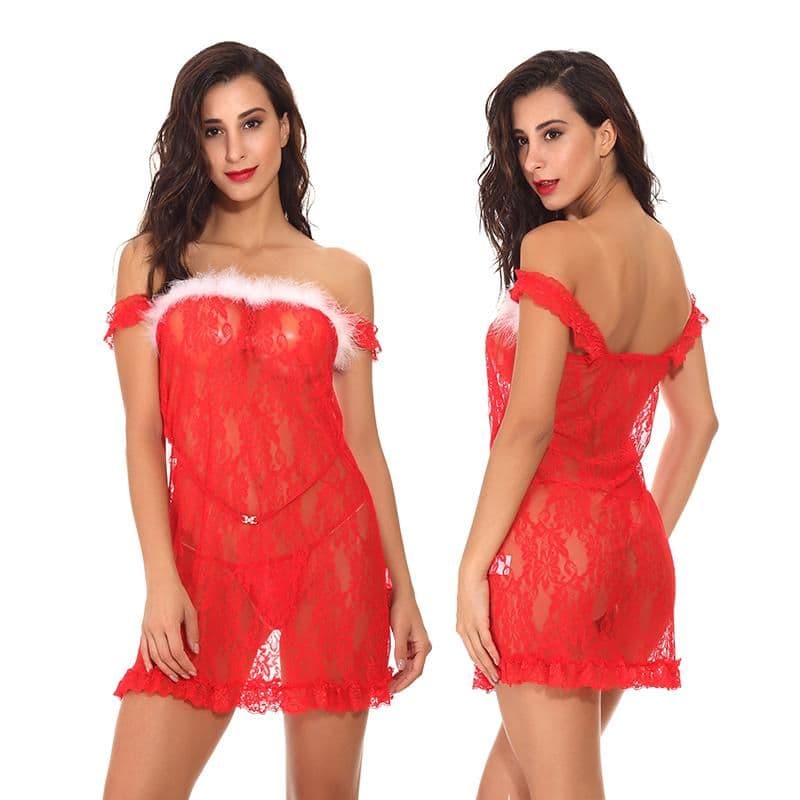 image-Women Underwear Bras Set Sleepwear Lingerie For Erotic Christmas Red