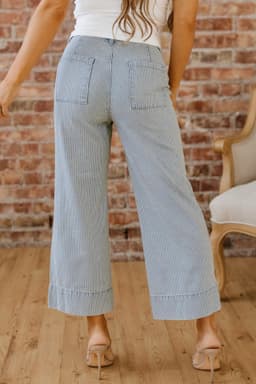 image-Eve Hem Wide Leg Jeans - Light Wash Pinstripe Denim