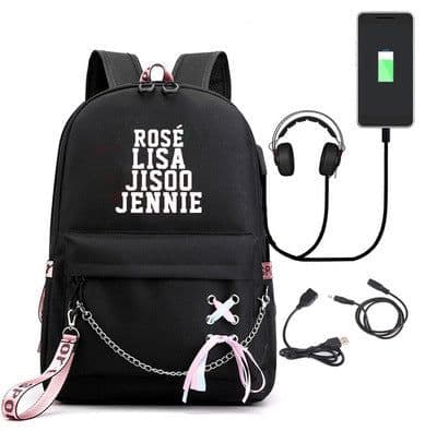 image-BLACKPINK Park Chae-young, LISA, Kim Ji-soo, the same starry sky backpack, school bag, backpack, Korean version, USB