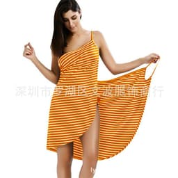 image-Beach Dress - LanYi Striped Skirt, High Waist, 5XL, Summer 2023, Cotton Blend