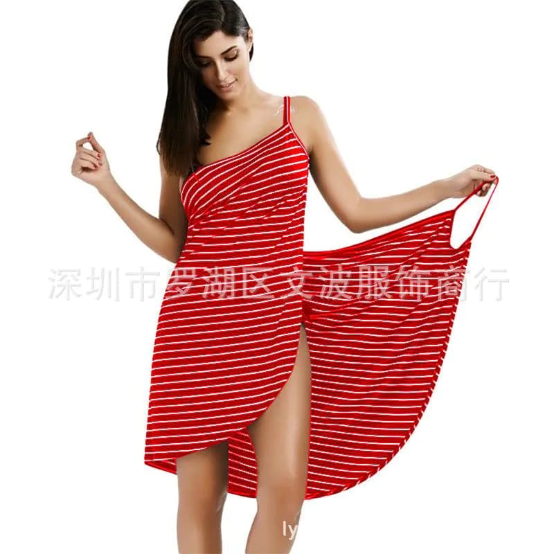 image-Beach Dress - LanYi Striped Skirt, High Waist, 5XL, Summer 2023, Cotton Blend