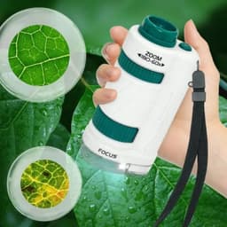 image-Kid Science Experiment Pocket Microscope Toy Kit 60-120x Educational Mini Handheld Microscope With Light Children Toys Gift