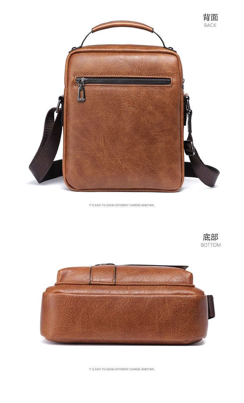 image-Messenger Bag Men's Leather Vertical Business Shoulder Bag