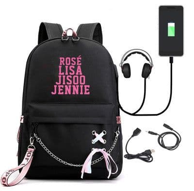 image-BLACKPINK Park Chae-young, LISA, Kim Ji-soo, the same starry sky backpack, school bag, backpack, Korean version, USB