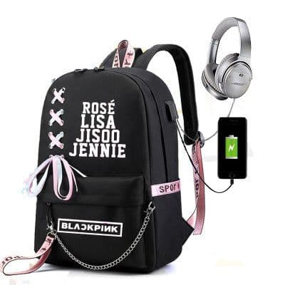 image-BLACKPINK Park Chae-young, LISA, Kim Ji-soo, the same starry sky backpack, school bag, backpack, Korean version, USB