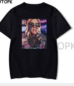 image-Black Harajuku T-Shirt Plus Size Short Sleeve