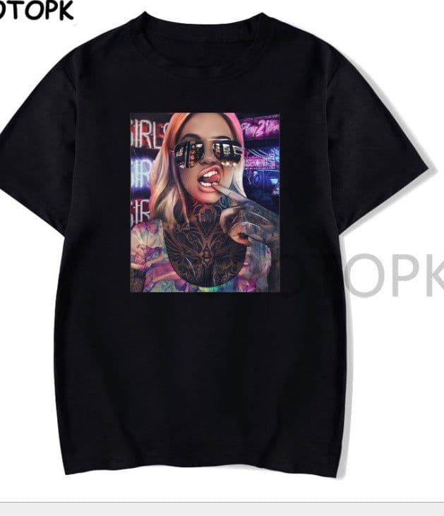 image-Black Harajuku T-Shirt Plus Size Short Sleeve