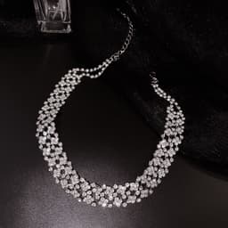 image-European and American simple full diamond necklace trend fashion exaggerated personality collarbone chain internet celebrity wholesale simple necklace female