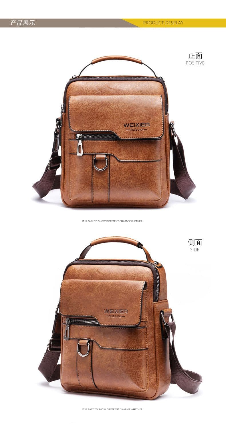 image-Messenger Bag Men's Leather Vertical Business Shoulder Bag