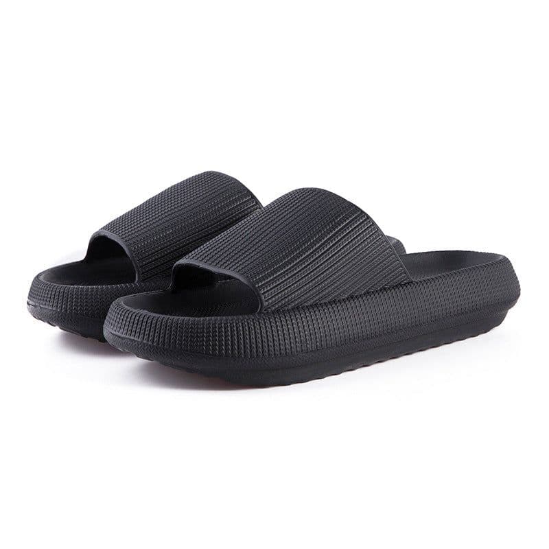image-Unisex Xinhuiwang Flip Flops - Black, 44-45 Size, EVA Sole