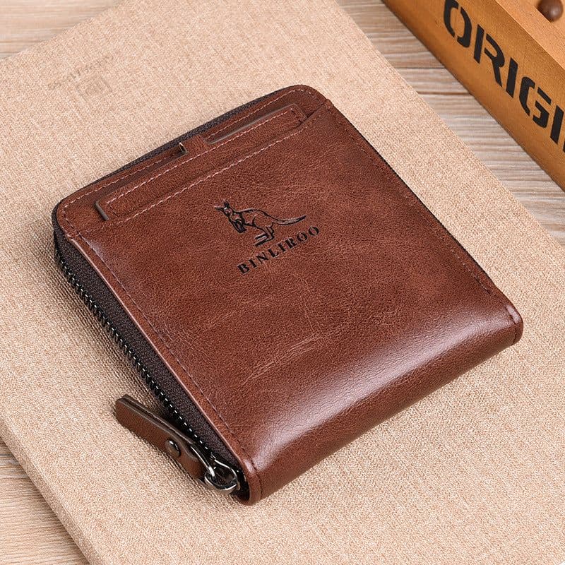 image-Binli Kangaroo Coin Purse - Anti-Theft Card Wallet - PU Leather - Zipper