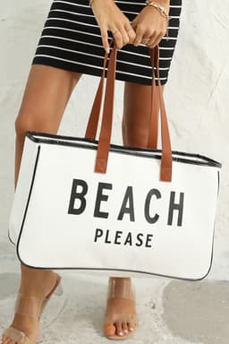 image-Beach Please Canvas Tote Bag - White Large 50cm