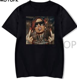 image-Black Harajuku T-Shirt Plus Size Short Sleeve