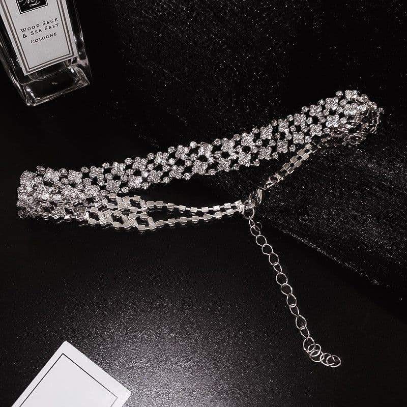 image-European and American simple full diamond necklace trend fashion exaggerated personality collarbone chain internet celebrity wholesale simple necklace female