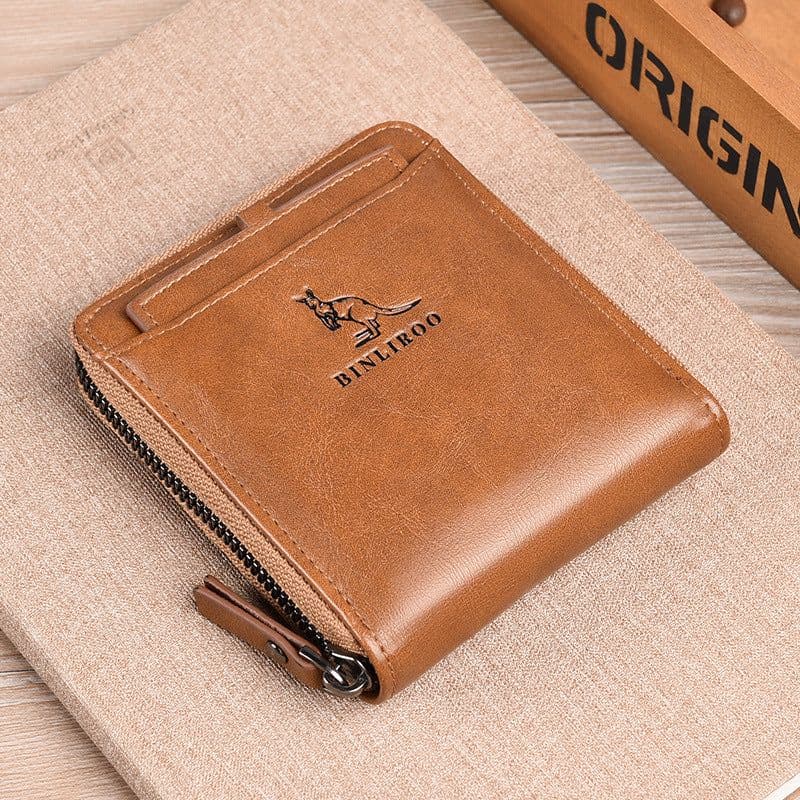 image-Binli Kangaroo Coin Purse - Anti-Theft Card Wallet - PU Leather - Zipper