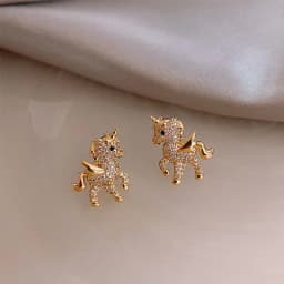 image-925 silver needle design sense pony earrings Korea Dongdaemun small fresh and cute earrings net red short earrings women