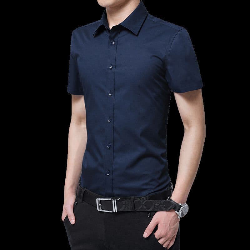 image-Men's Long Sleeve Shirt - Slim Fit Cotton Blend