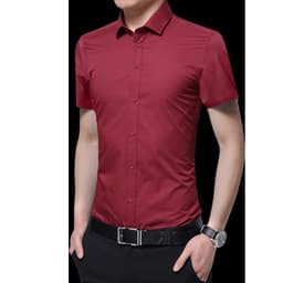 image-Men's Long Sleeve Shirt - Slim Fit Cotton Blend