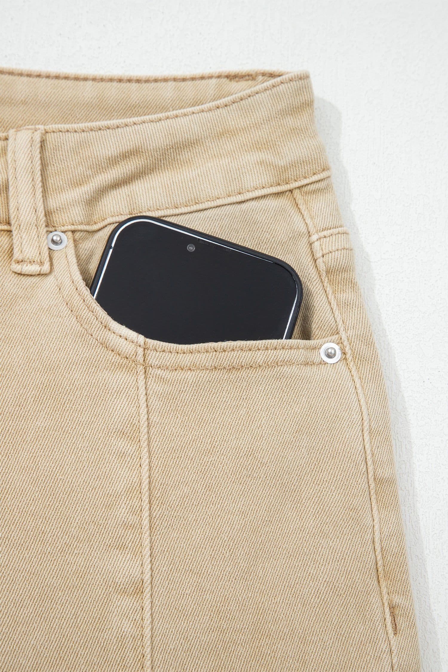 image-Apricot Wide Leg Cropped Jeans - Seamed