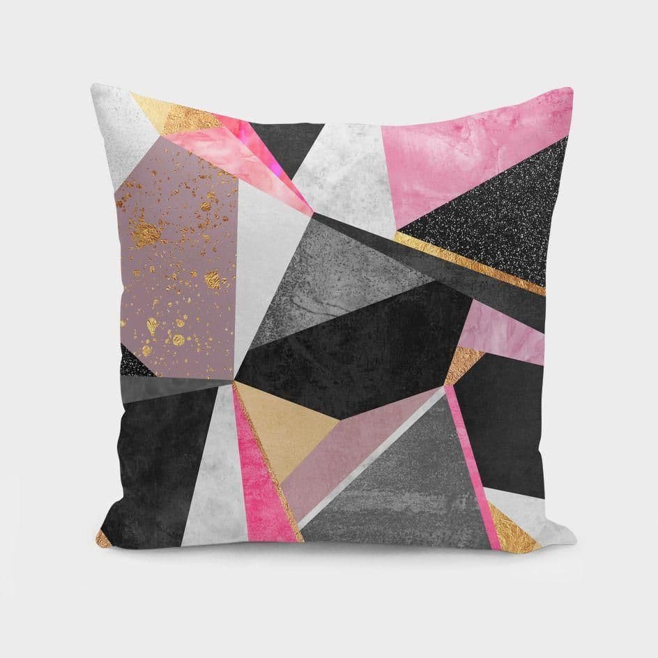image-Geometry Pink Cushion/Pillow