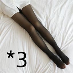 image-Translucent Fleece-Lined Plus Size Leggings - Warm Winter Tights Black, Coffee, Gray