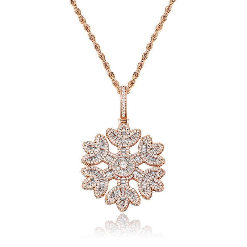 image-Snowflake shape pendant full of zircon hip hop men and women personality necklace accessories Jinao jewelry factory direct sales