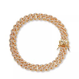 image-Pink Gold Plated Cuban Chain Anklet Unisex Foot Jewelry With Inlaid Gems
