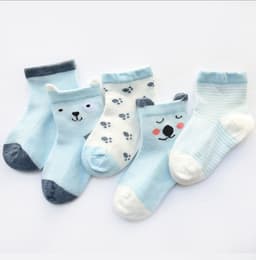 image-Children's Socks Pack of 5 Colors Breathable Summer Cotton Socks for Boys and Girls
