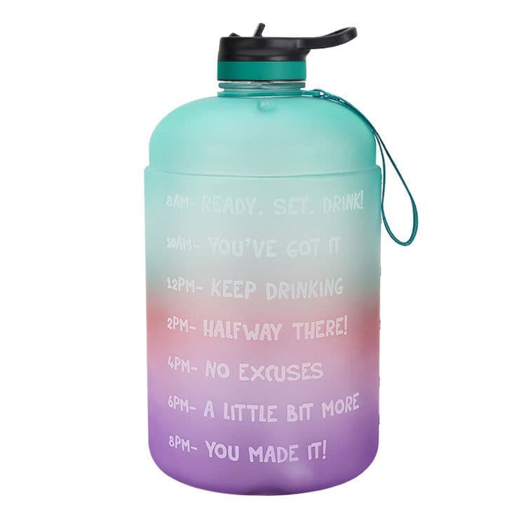 image-QuiFit Gallon Water Bottle with Straw Clear Plastic Drinking Bottles GYM Tool Jug BPA Free Sports Cup