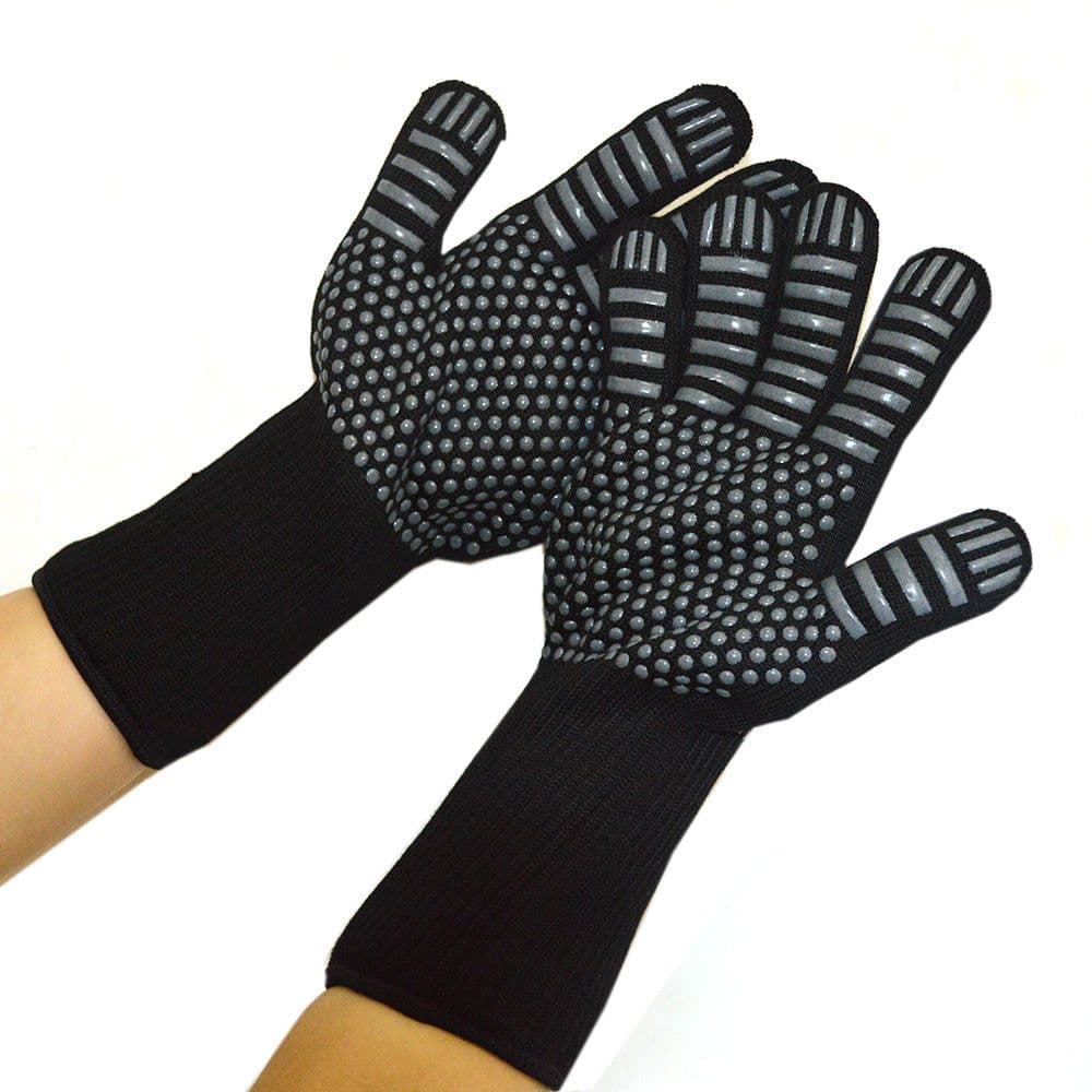 image-Fireproof BBQ Gloves - 800°F Heat Resistant Silicone