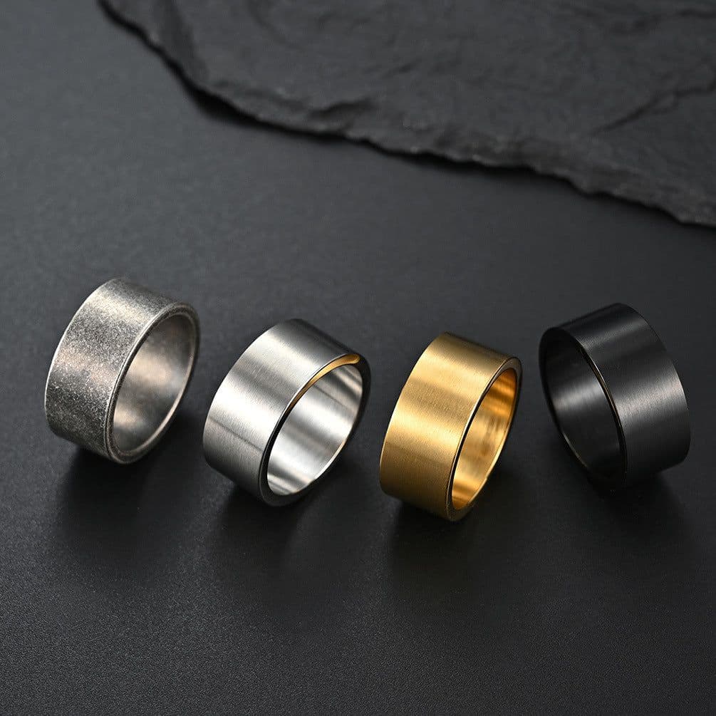 image-Titanium Steel Ring 10mm Matte Silver Size 12