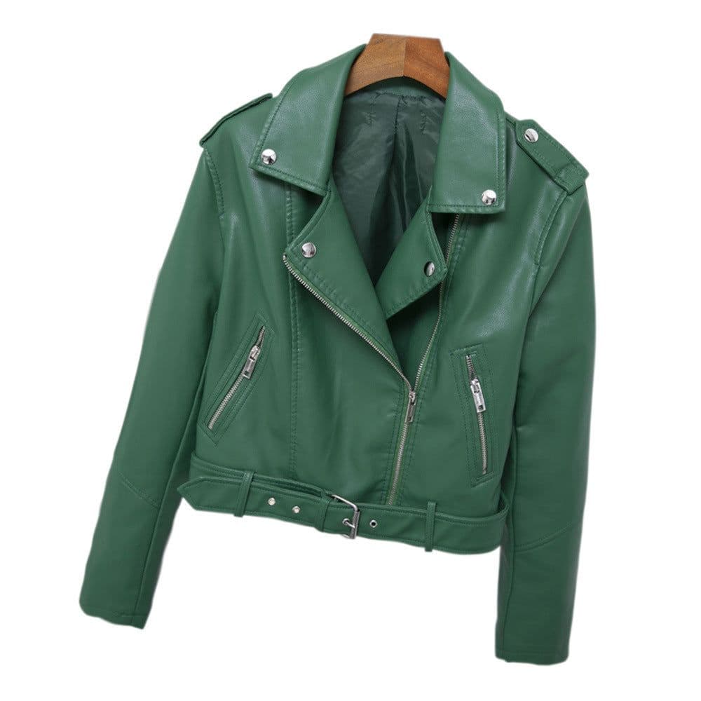 image-JELOICE PU Leather Jacket - Black Epaulet Short
