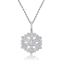 image-Snowflake shape pendant full of zircon hip hop men and women personality necklace accessories Jinao jewelry factory direct sales