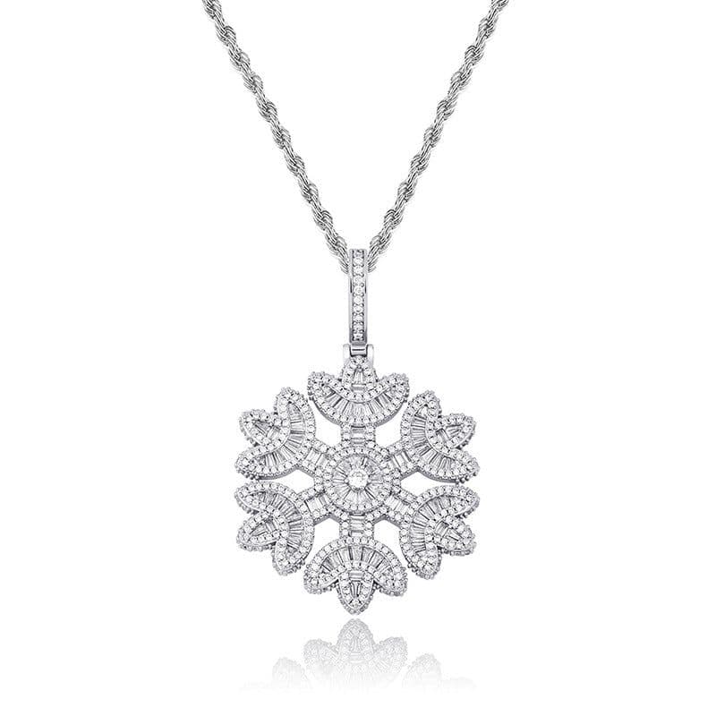 image-Snowflake shape pendant full of zircon hip hop men and women personality necklace accessories Jinao jewelry factory direct sales