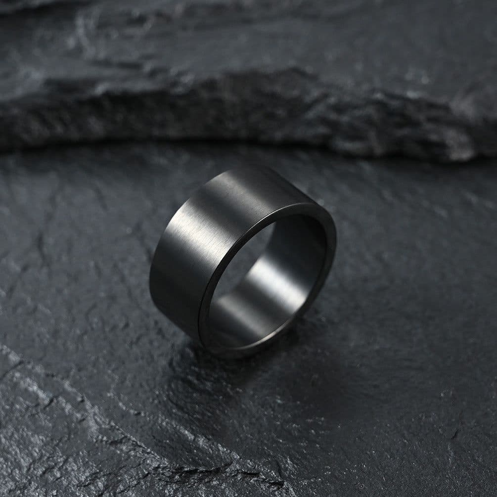 image-Titanium Steel Ring 10mm Matte Silver Size 12