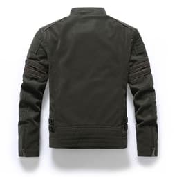 image-Men's PU Leather Jacket - Slim Fit Vintage Black