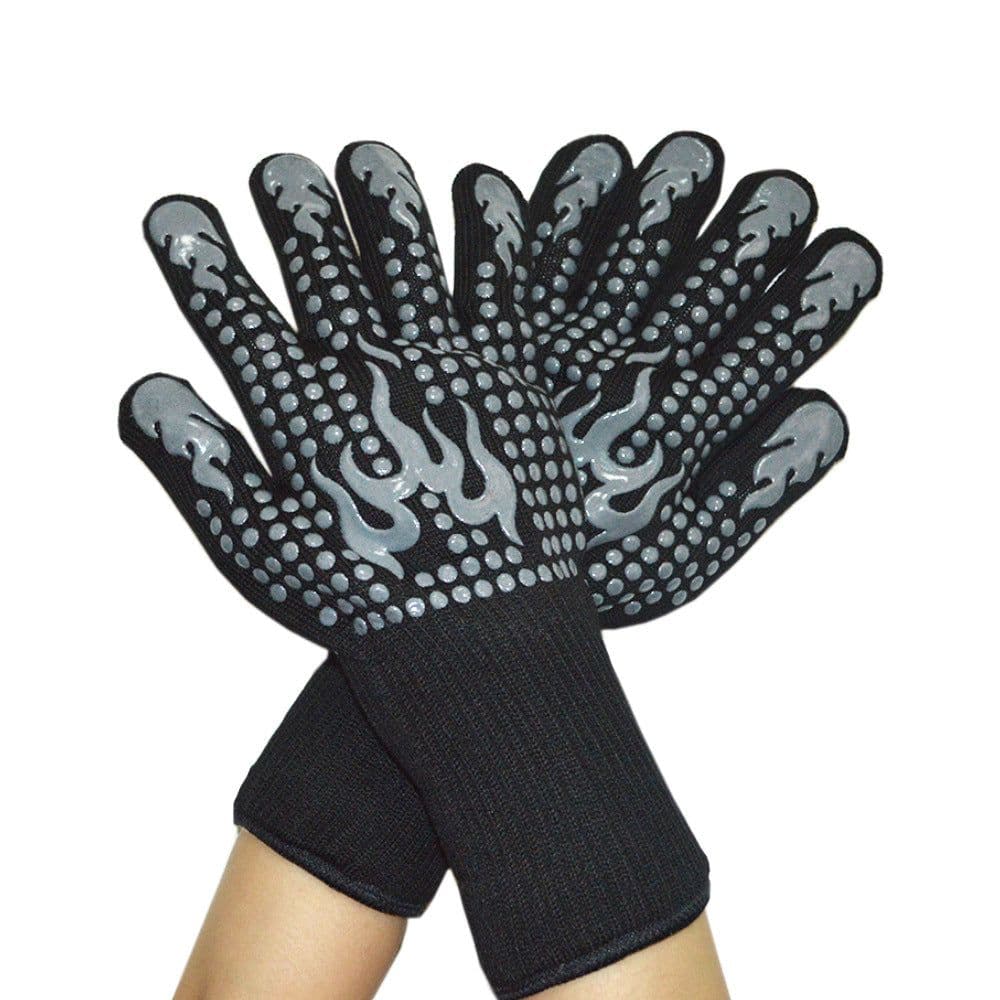 image-Fireproof BBQ Gloves - 800°F Heat Resistant Silicone