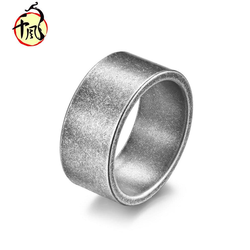 image-Titanium Steel Ring 10mm Matte Silver Size 12