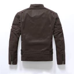 image-Men's PU Leather Jacket - Slim Fit Vintage Black