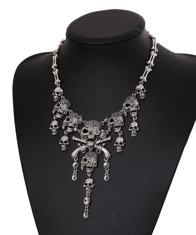 image-Jiaoyu Skull Necklace - Ancient Silver Retro