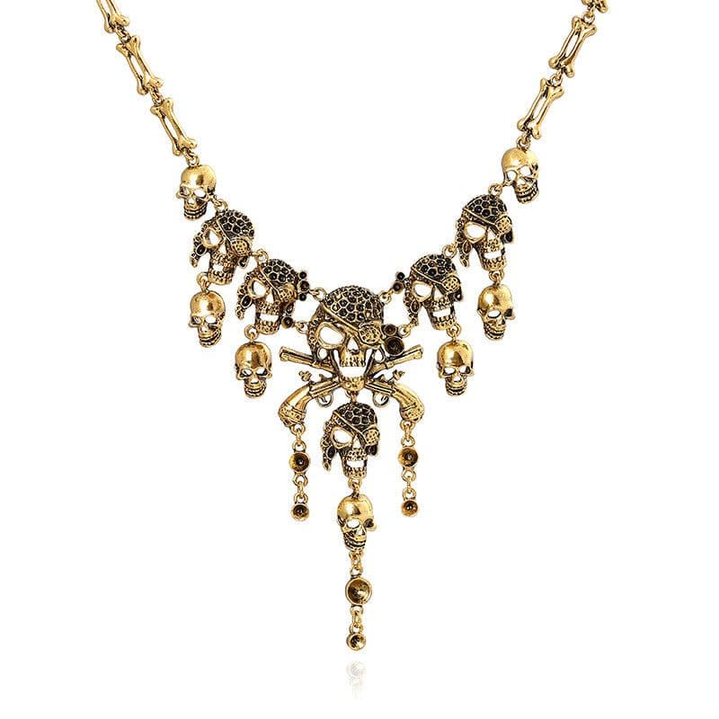 image-Jiaoyu Skull Necklace - Ancient Silver Retro