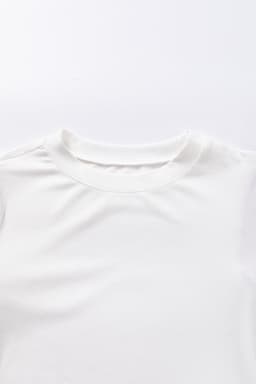 image-White Contrast Tweed Puff Sleeve Top