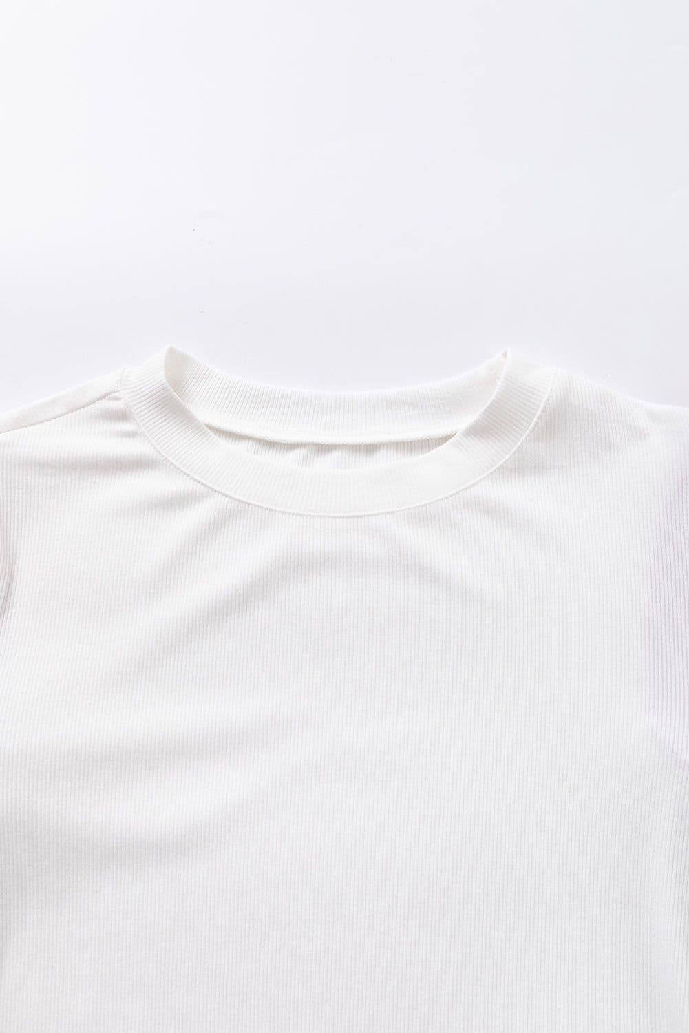 image-White Contrast Tweed Puff Sleeve Top