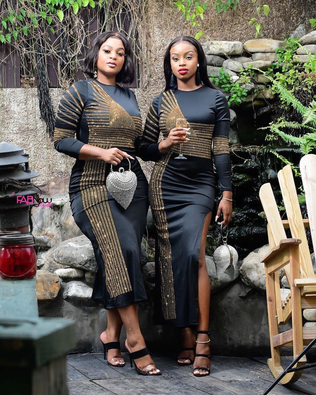 image-K8882 AliExpress European and American sexy hot diamond round neck slit long sleeve dress nightclub clothes