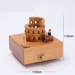 image-Wooden building model music box birthday gift