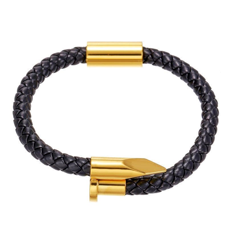 image-Stainless Steel Roman Letter Bracelet - Men's 4mm